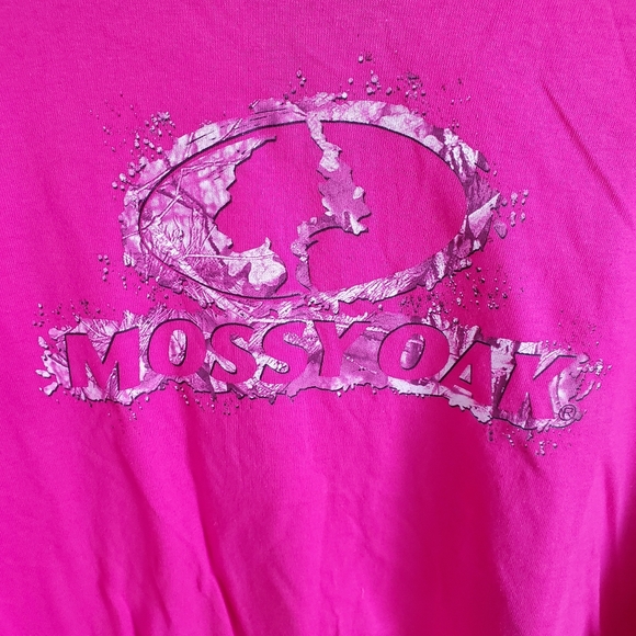 MOSSY OAK LOGO CAMO Pink Ladies Long Sleeve Cotton T-Shirt Hunting 2XL NEW - Picture 2 of 5